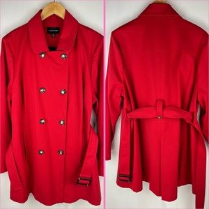 41 Hawthorn Belted Peacoat red 2X trench jacket